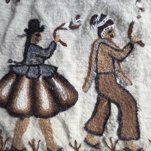 Vintage Bolivia Handcrafted Fiber Art Wall Hanging with Brown and Cream Tones